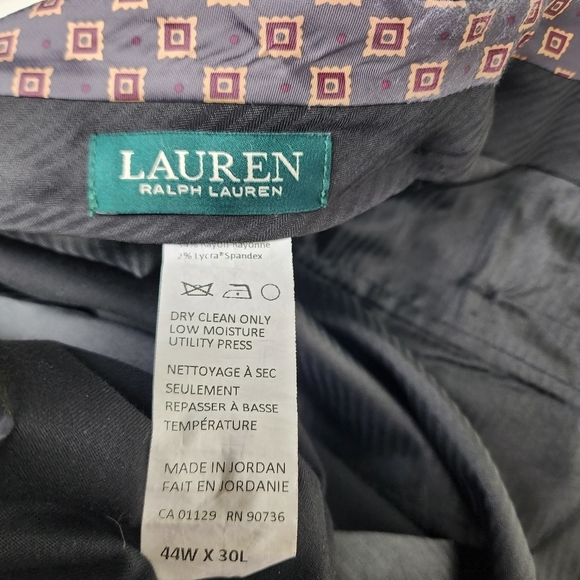 VTG Lauren Ralph Lauren Men’s Black Black Dress Straight Pants Size 44x30 - Picture 7 of 9